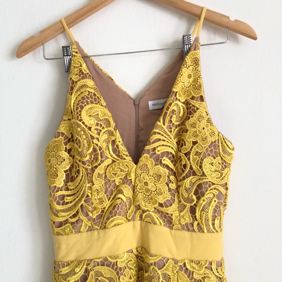 Dress the Population Ava Canary Yellow Lace Dress Small - Picture 6 of 11